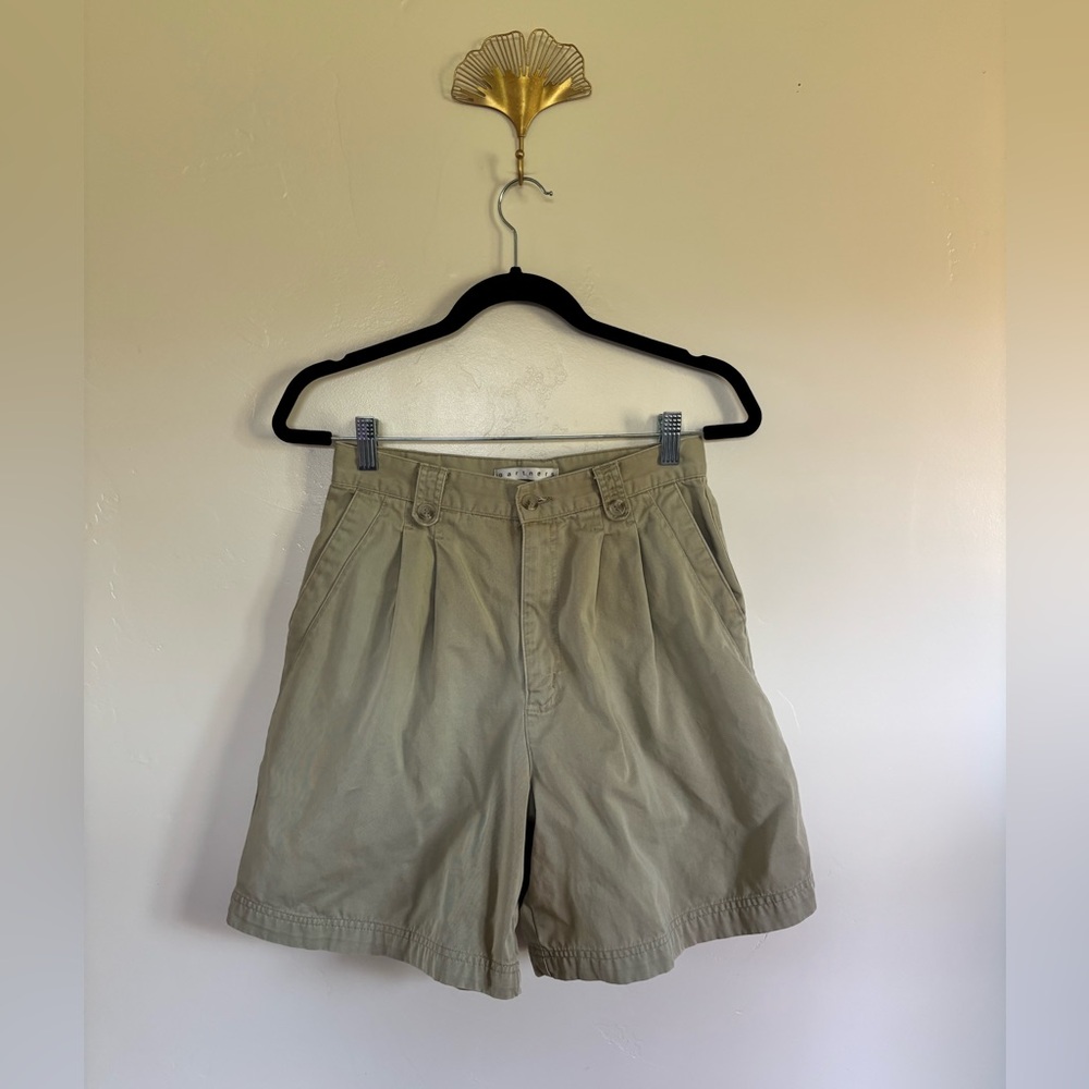 High-Waist Pleated Khaki Women's Shorts